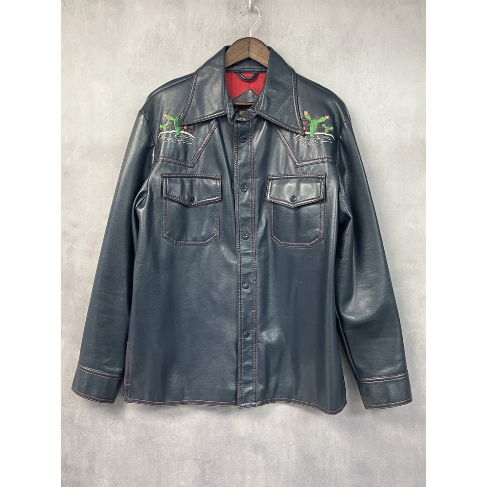 Vintage Master Jac Mens Western Vinyl Jacket Size L Cactus Rockabilly Punk Funky